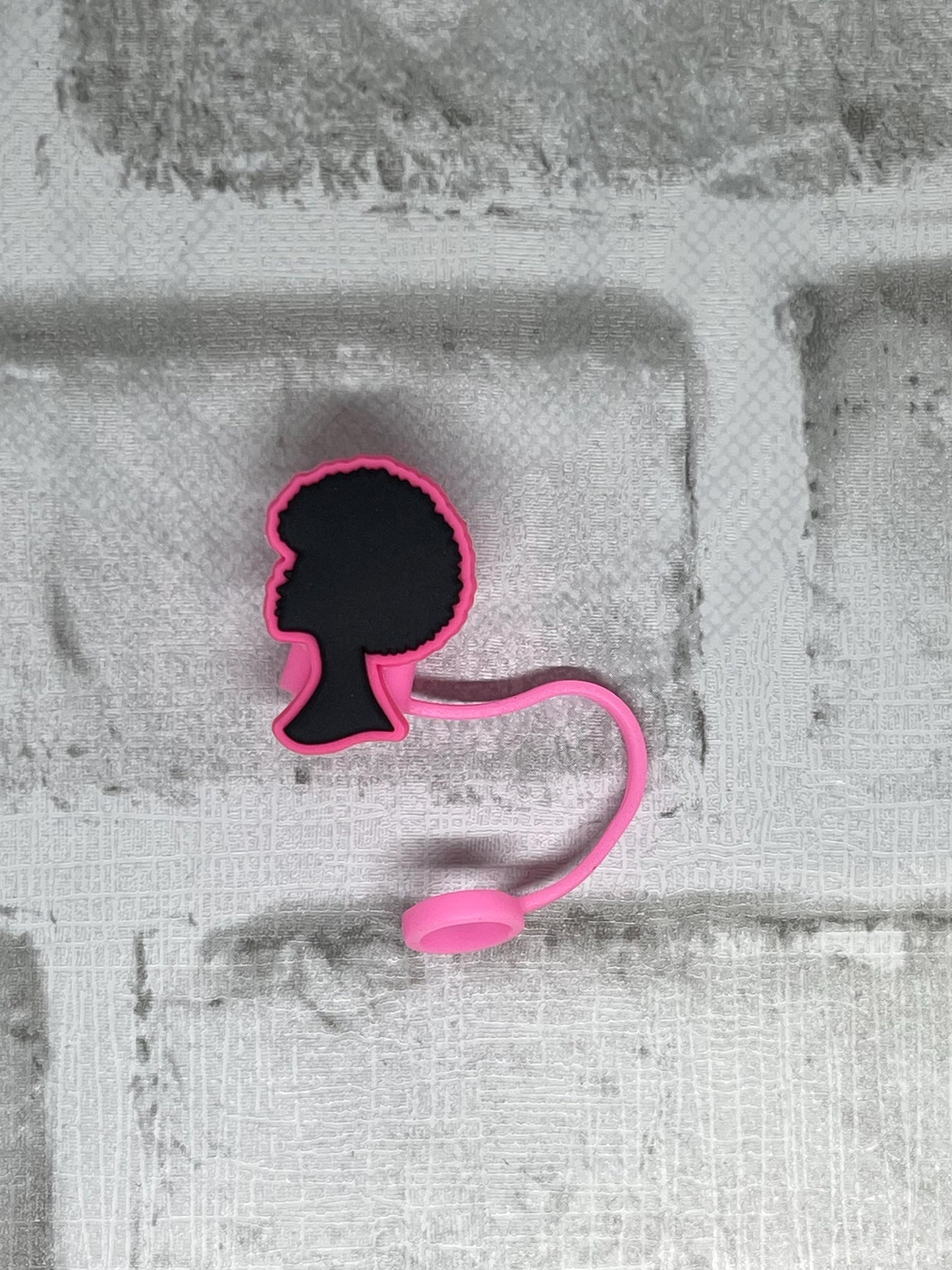 Black Girl Straw Topper - Reusable Silicone Straw Covers