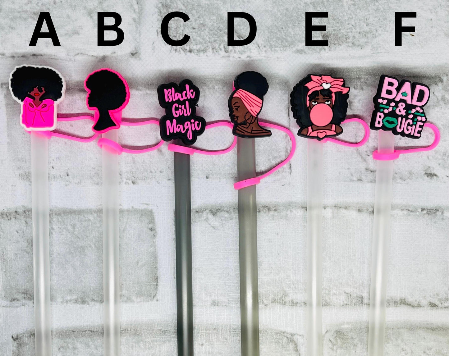 Black Girl Straw Topper - Reusable Silicone Straw Covers