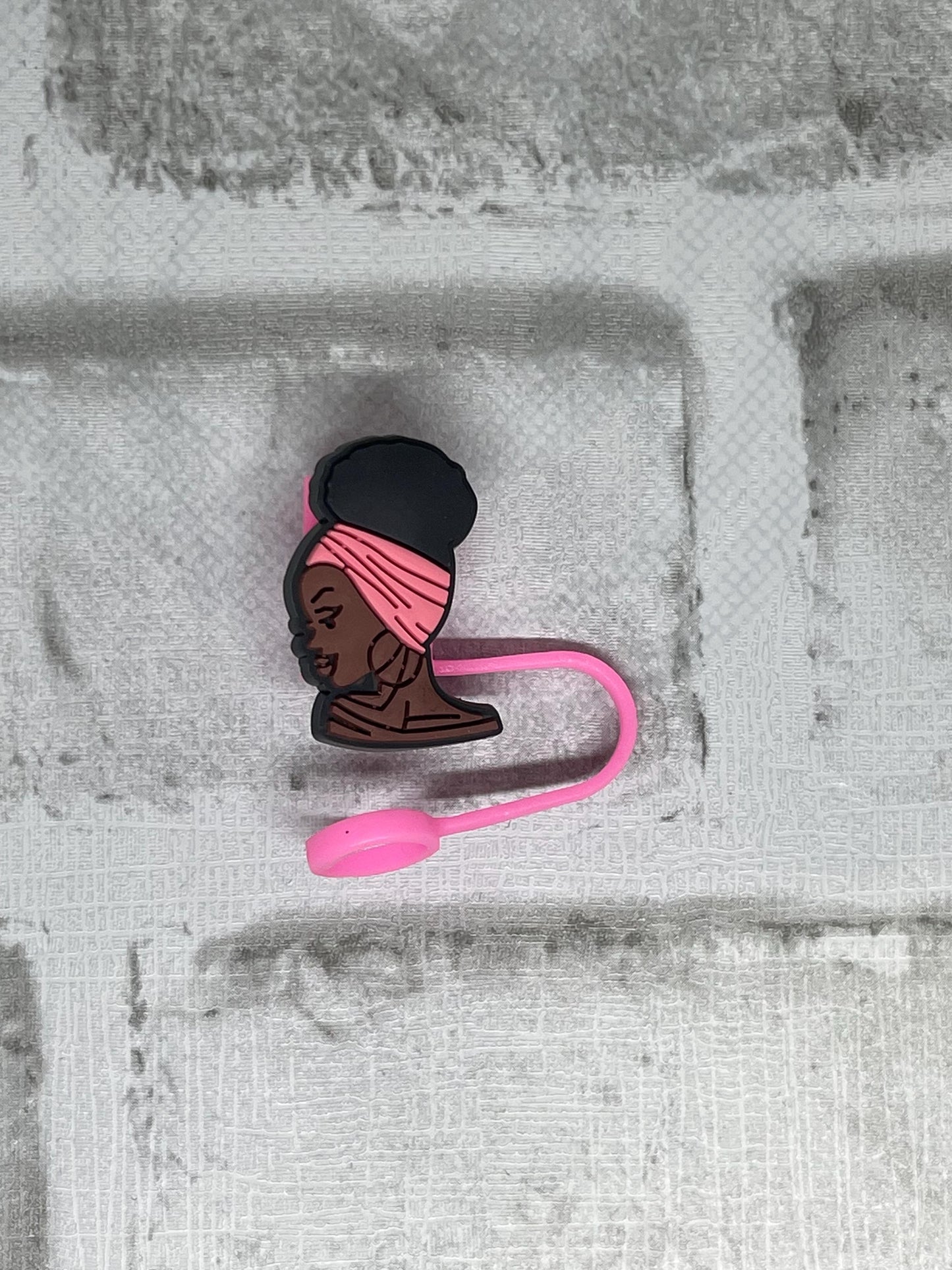 Black Girl Straw Topper - Reusable Silicone Straw Covers