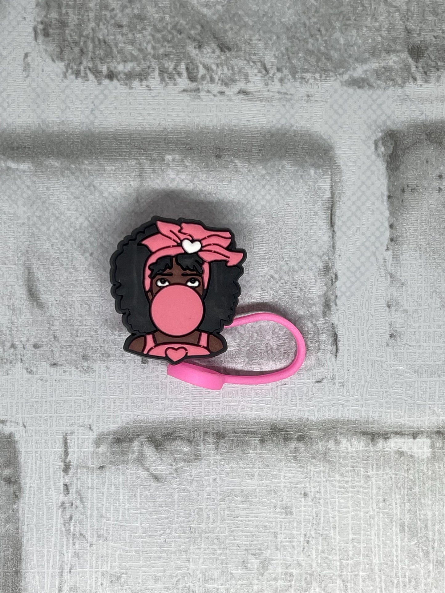 Black Girl Straw Topper - Reusable Silicone Straw Covers