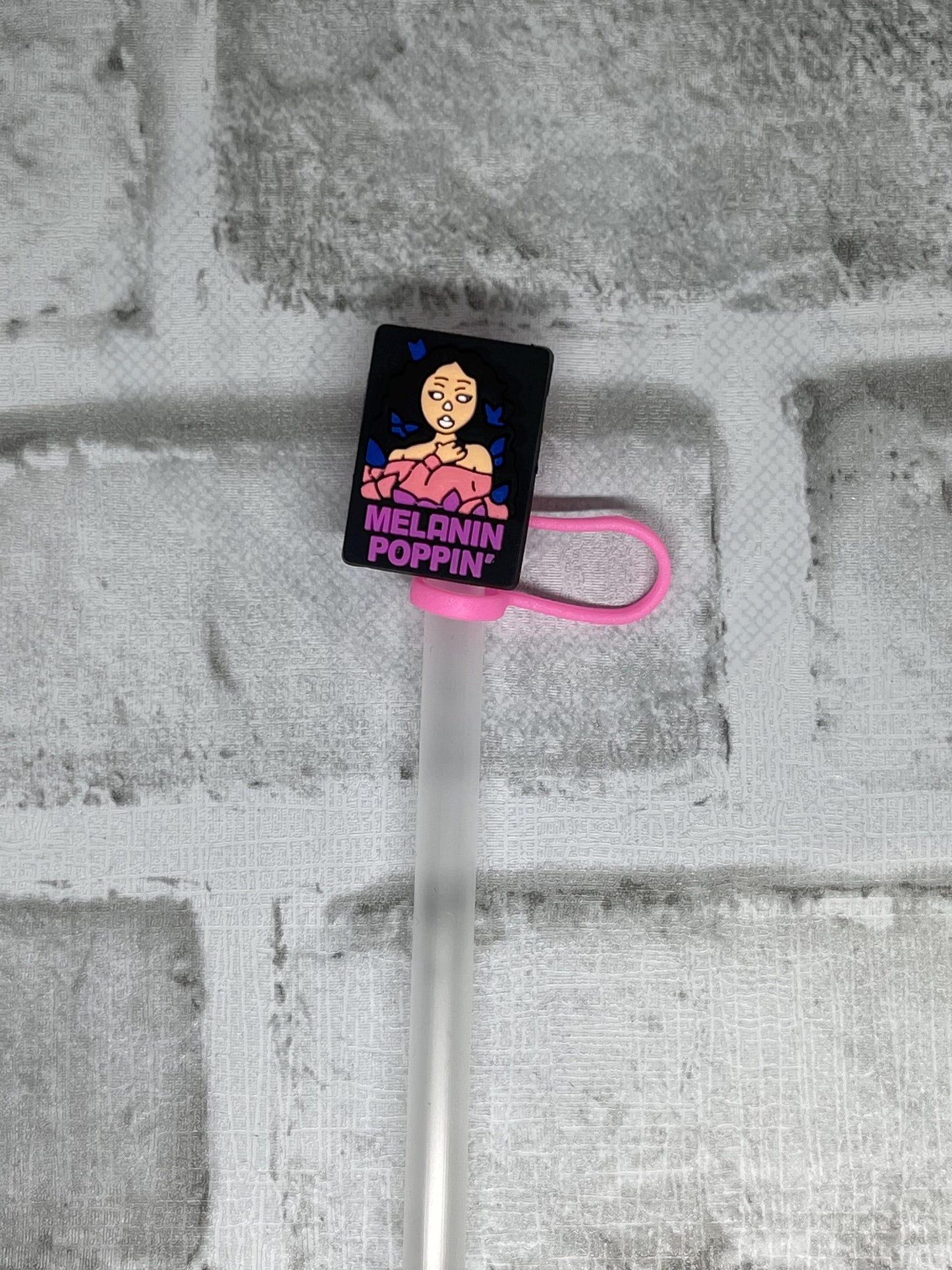 Black Girl Straw Topper - Reusable Silicone Straw Covers