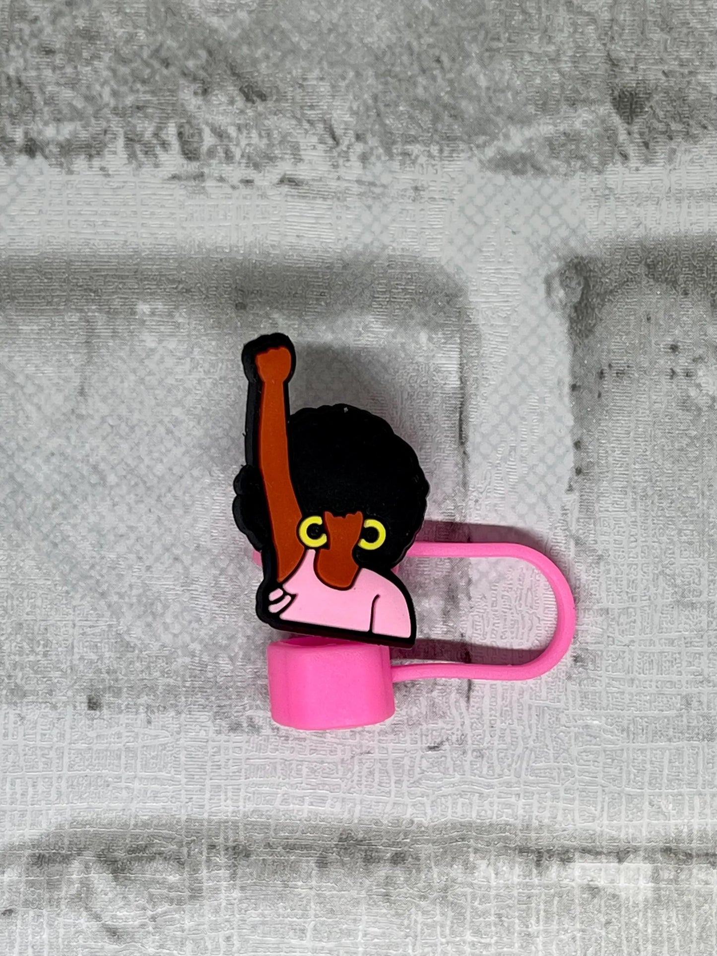 Black Girl Straw Topper - Reusable Silicone Straw Covers
