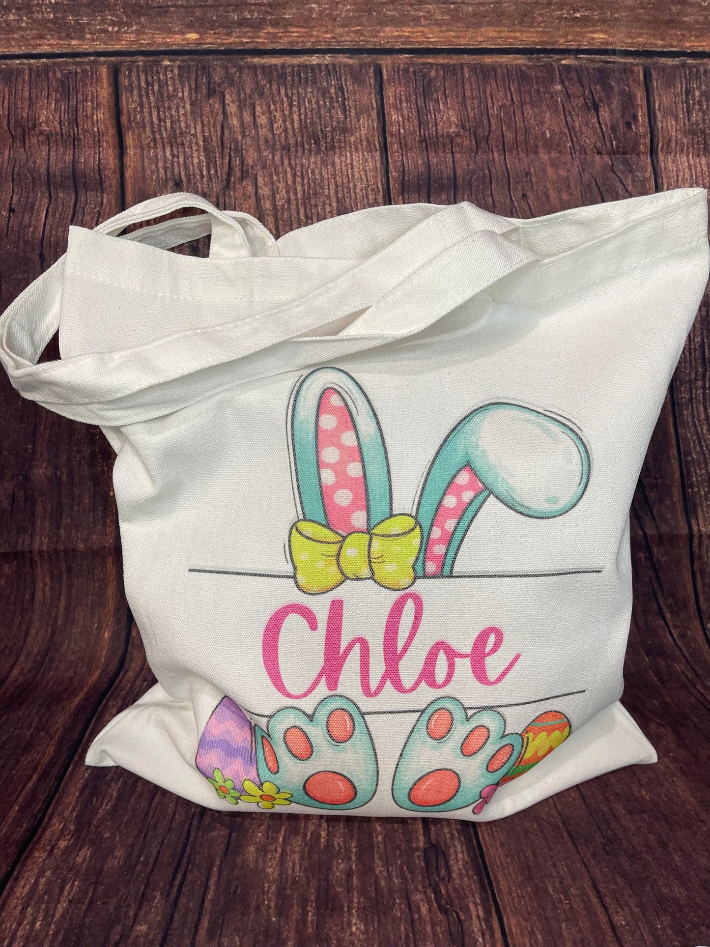 Bunny Personalized Easter Bag, Name Easter Egg Bag, Easter Tote, Kids Easter Bag
