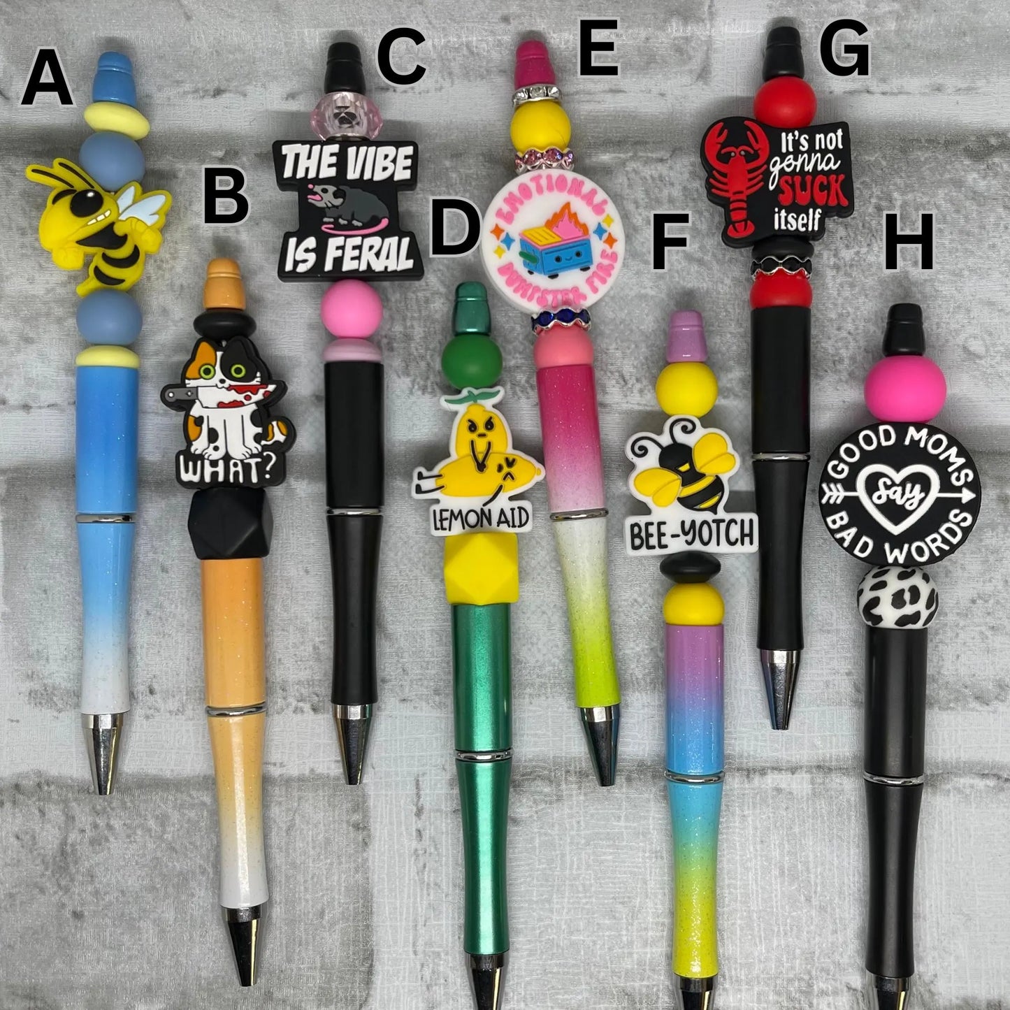 Handmade sarcastic beaded pen with funny quote