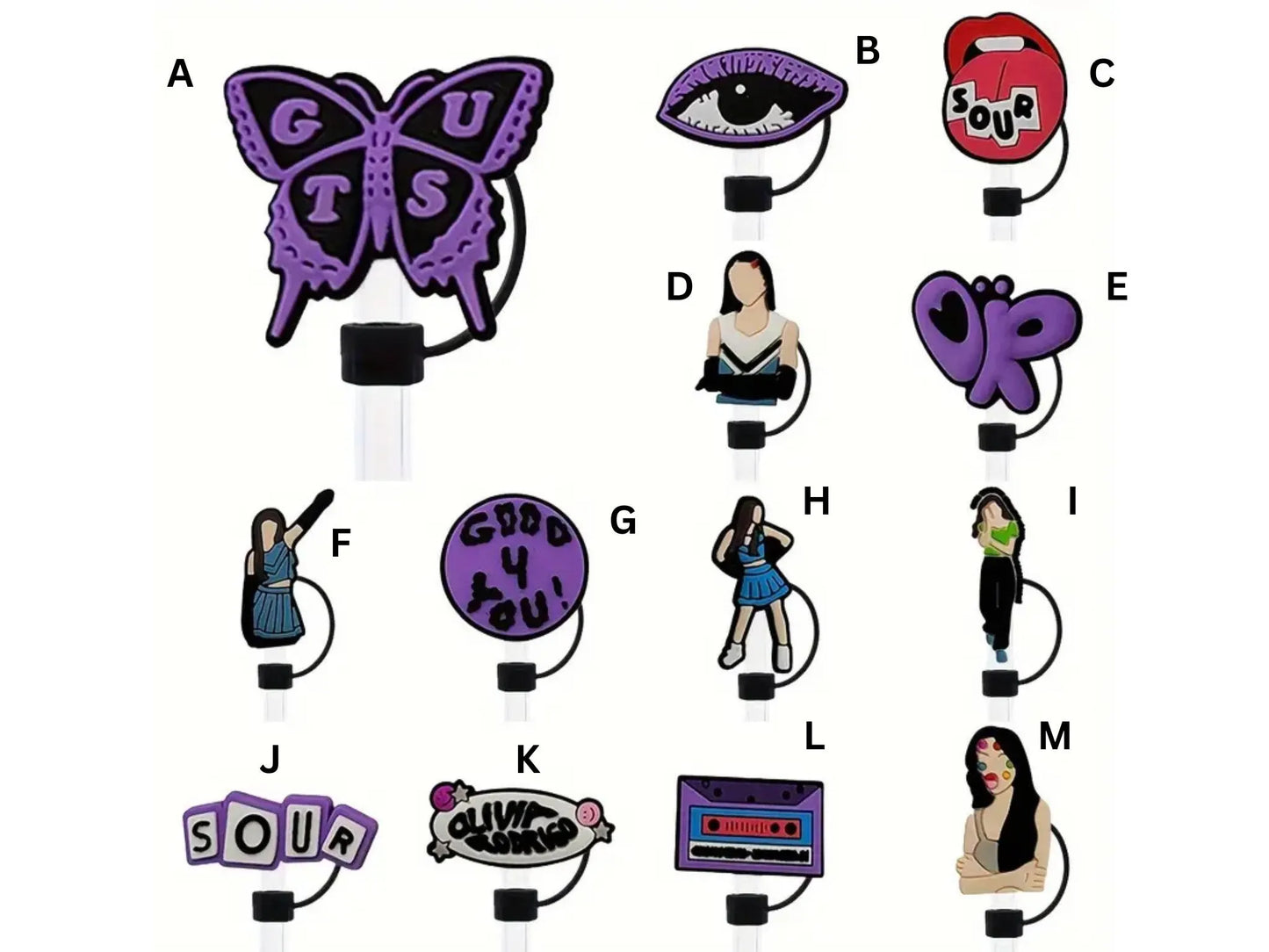 Olivia Straw Covers, Purple Series, Straw Toppers