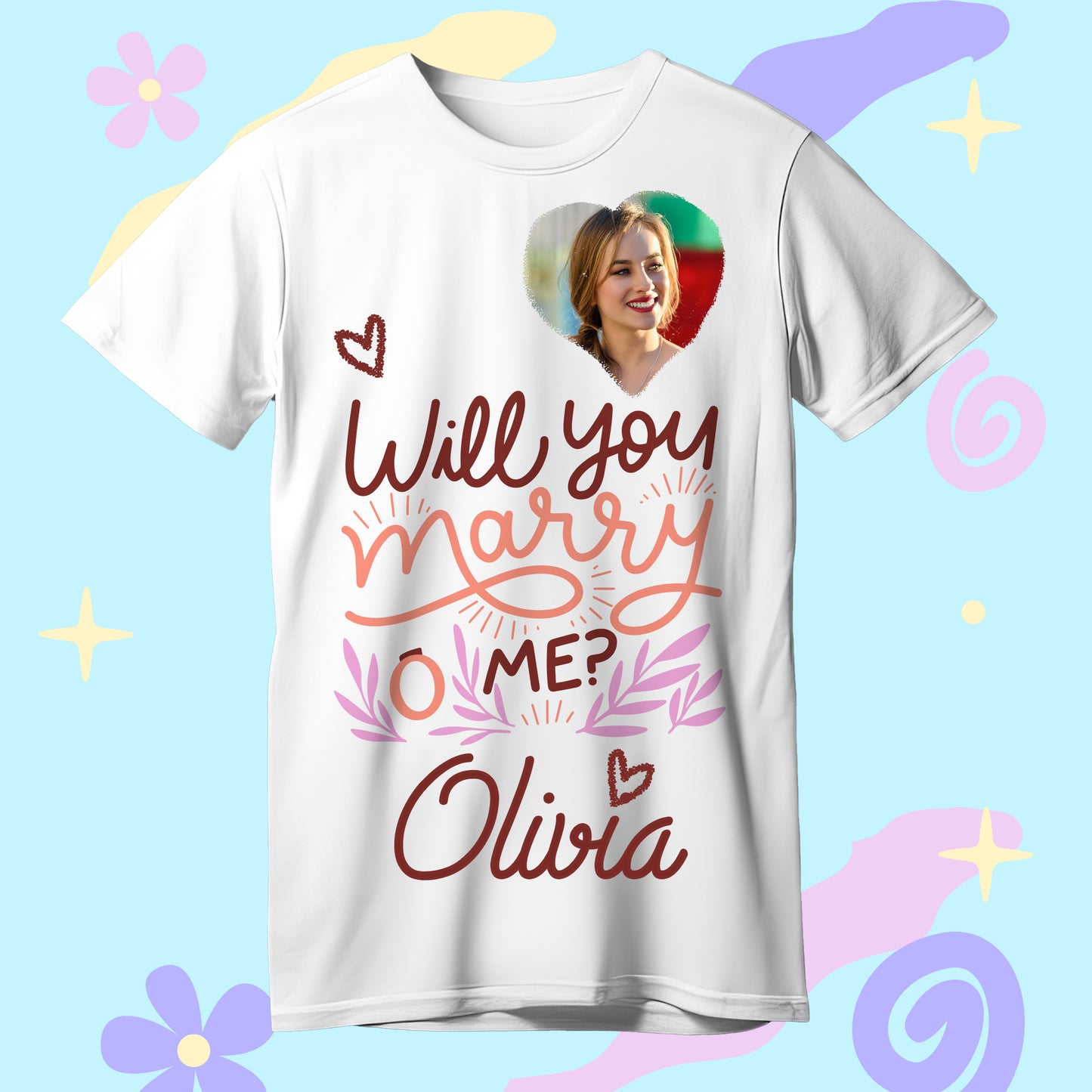 Personalized T-Shirt with Photo, Text, Name, & Proposal