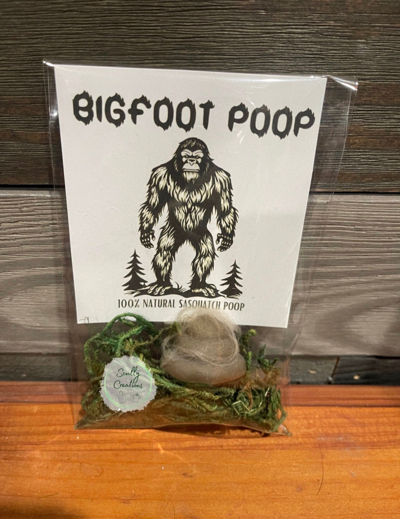 Squishy fake poop labeled as Bigfoot Poop
