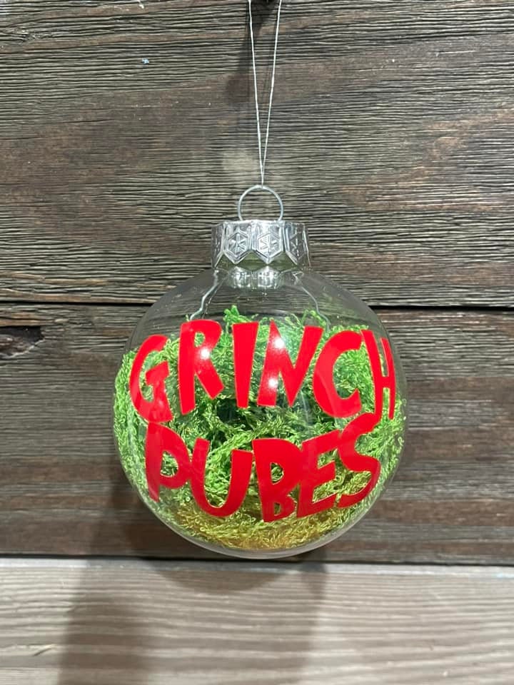 Grinch Pubes Ornament- Round, Grinch, Christmas Ornament, Grinch Ornament, Gag Gifts