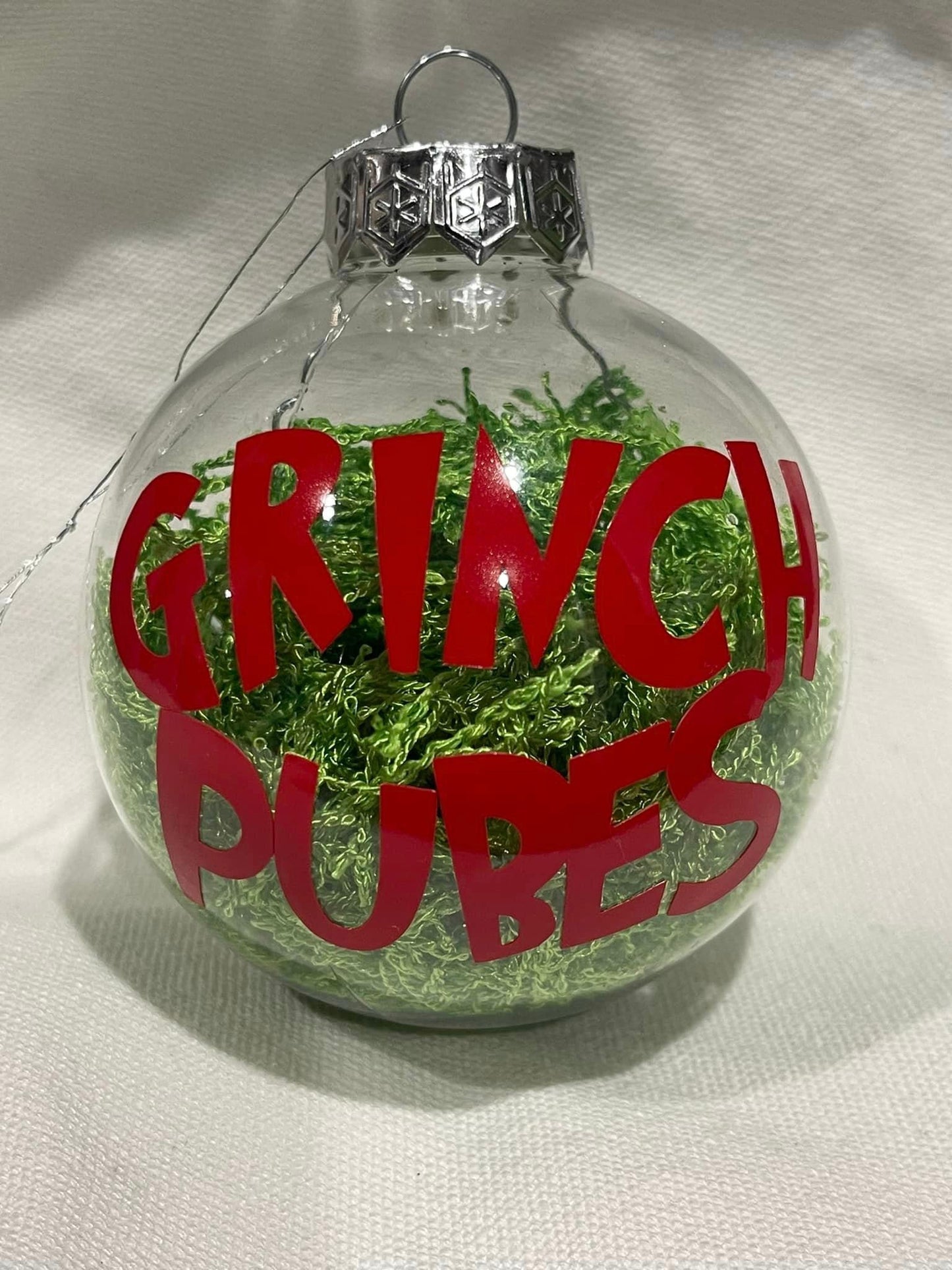 Grinch Pubes Ornament- Round, Grinch, Christmas Ornament, Grinch Ornament, Gag Gifts