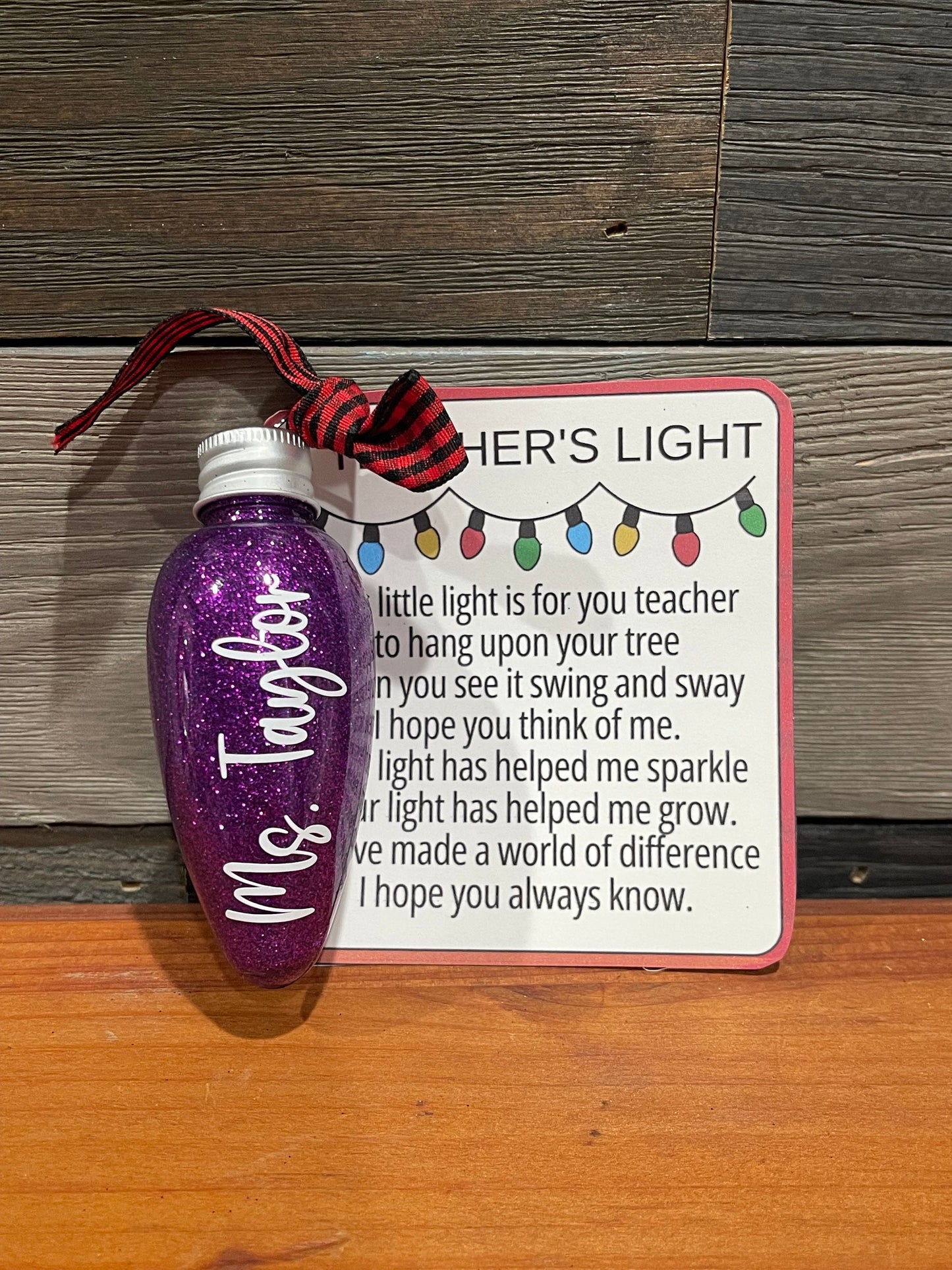 Teacher Ornament with Poem Card, Christmas Tree Decoration, A Teacher's Light