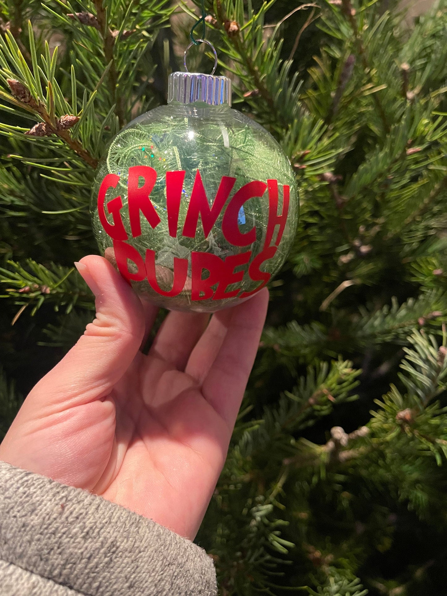 Grinch Pubes Ornament- Round, Grinch, Christmas Ornament, Grinch Ornament, Gag Gifts