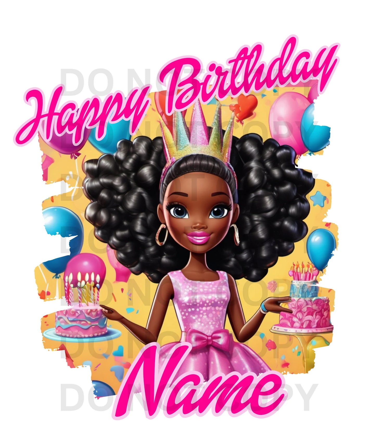 Black Girl Birthday Personalized Name Digital File
