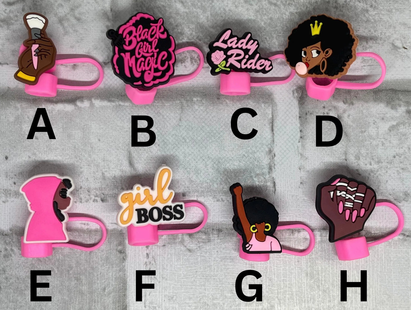 Black Girl Straw Topper - Reusable Silicone Straw Covers