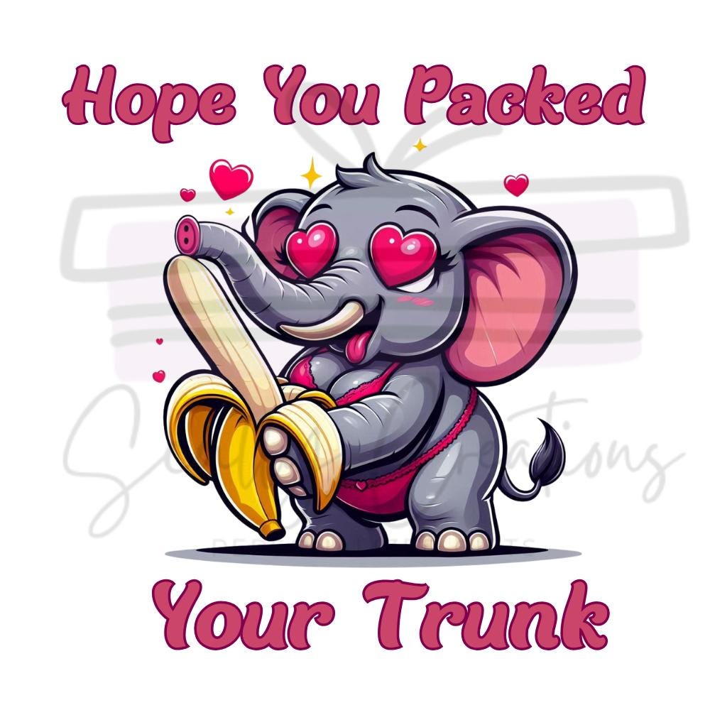 Naughty Elephant Shirt Digital Download - Valentine Plush T Shirt Files