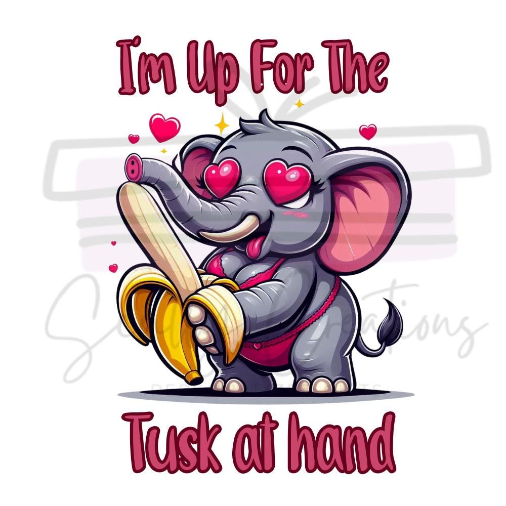 Naughty Elephant Shirt Digital Download - Valentine Plush T Shirt Files