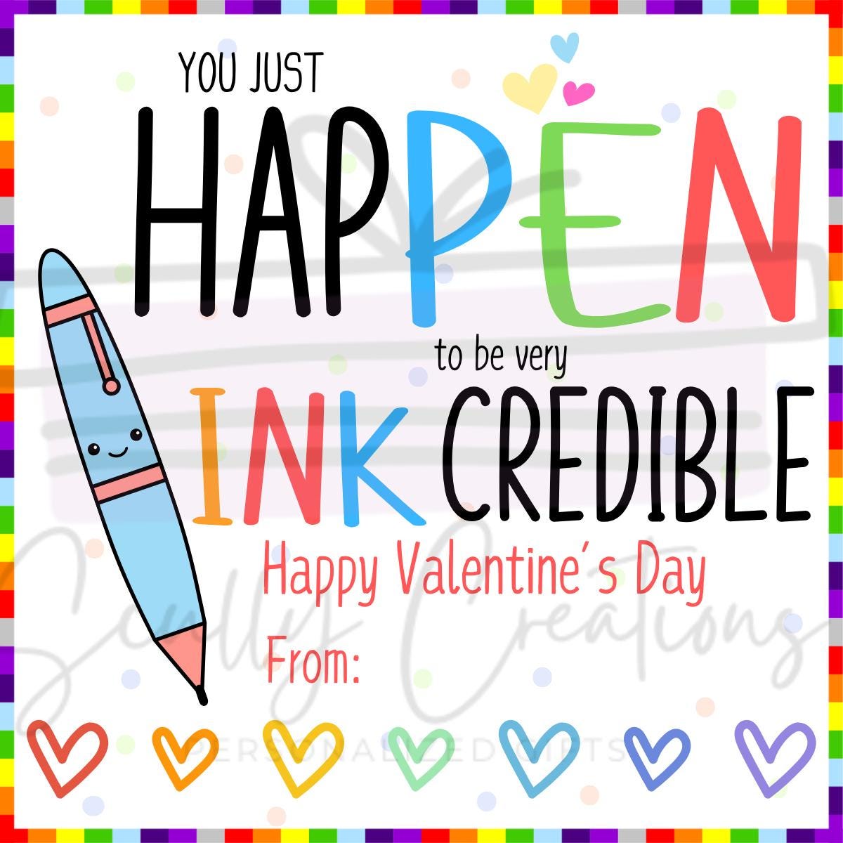 Ink Credible Valentine's Day Instant Download- Digital Download - Classroom Party Favor