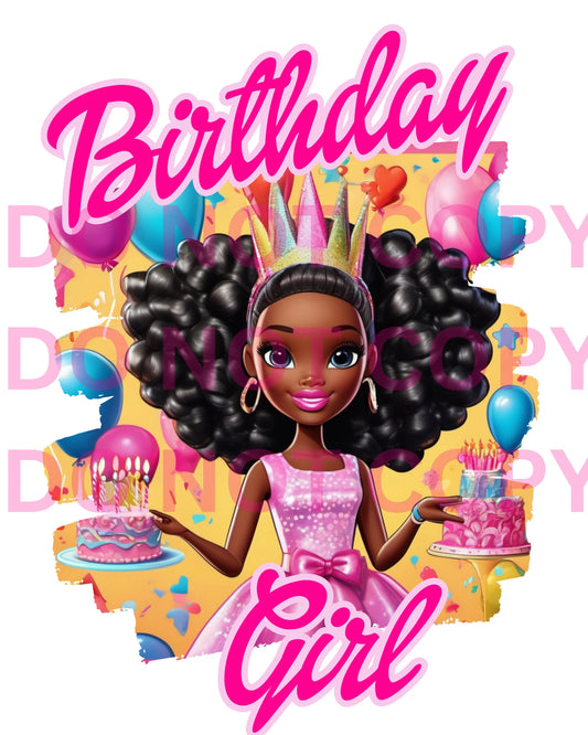 Digital file of Black girl birthday princess for printable party decor
