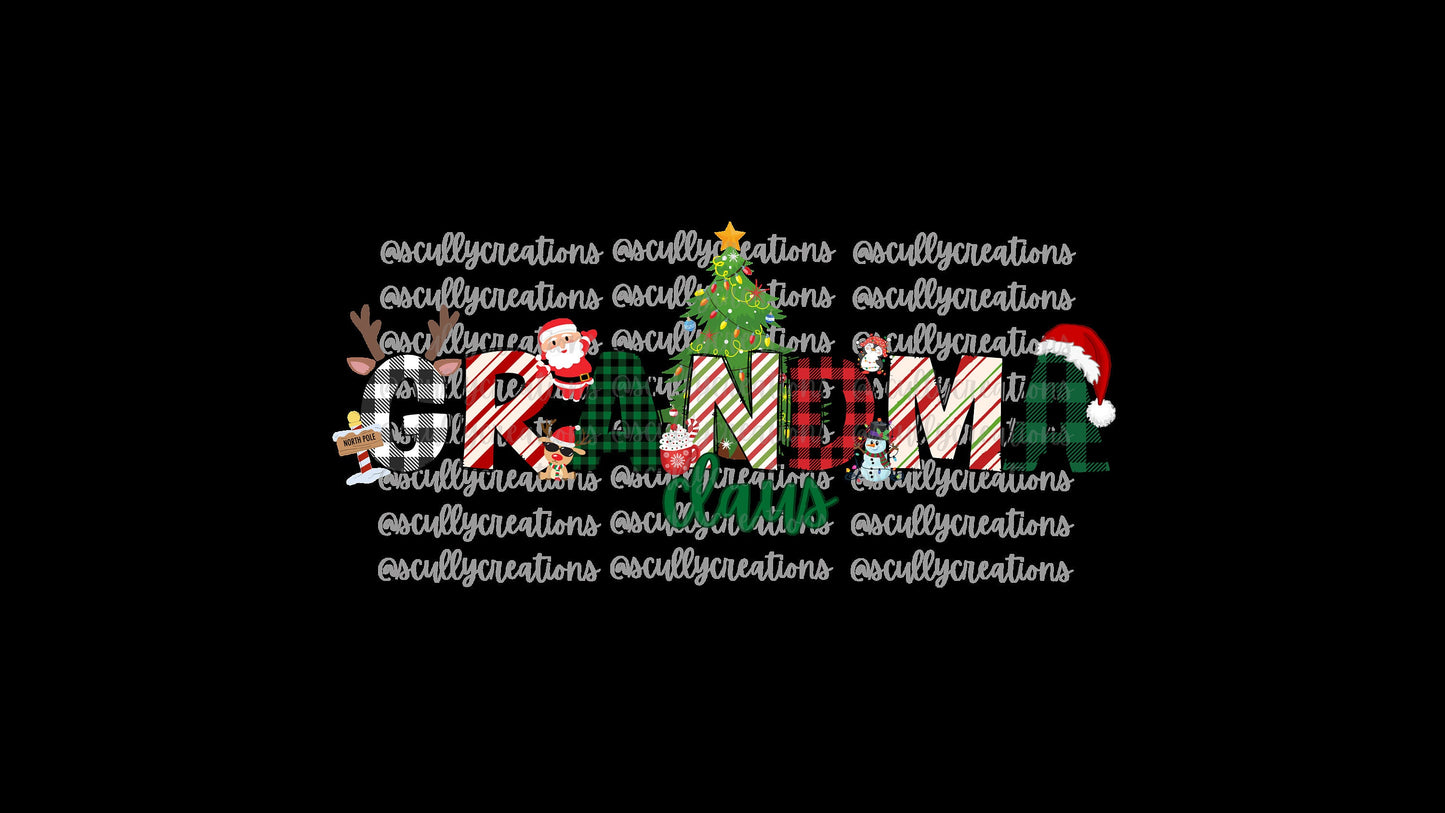 Grandma Claus Christmas doodle design, Holiday Graphic Digital PNG for T-Shirt, Totes, Mugs, Gifts, DTF Transfers