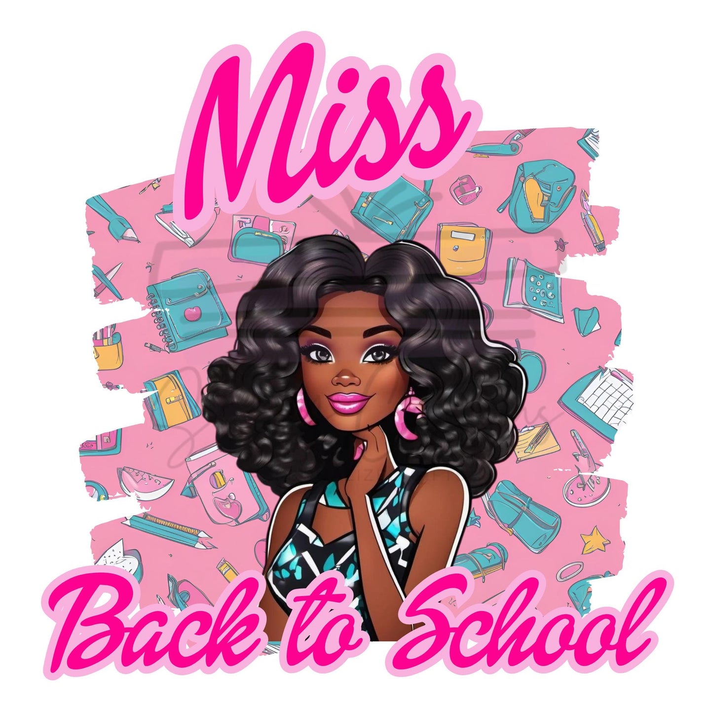 DIGITAL DOWNLOAD Black Fashion Girl Doll Back to School Digital File, Back to School Shirts, Girl Shirt, Kindergartener Shirts, Instant Download