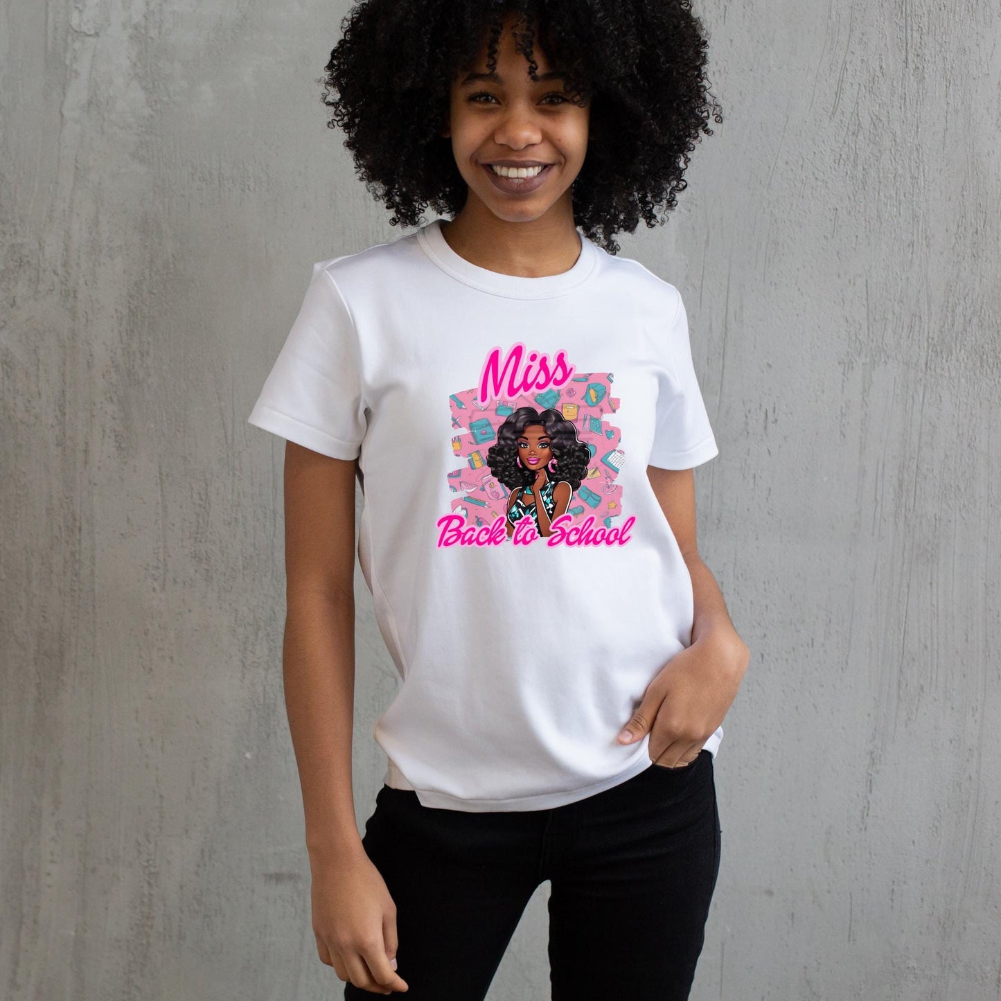 DIGITAL DOWNLOAD Black Fashion Girl Doll Back to School Digital File, Back to School Shirts, Girl Shirt, Kindergartener Shirts, Instant Download