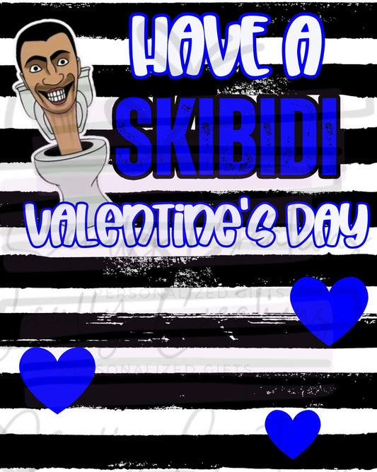 Blue Skibidi Valentine Digital Download, Valentine's Day Gifts, Classroom Favors, Instant Download