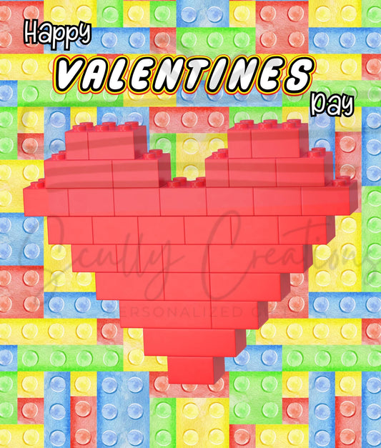 Happy Valentine's Day Building Block Jumbo Card Instant Download- Digital Download - Building Brick File
